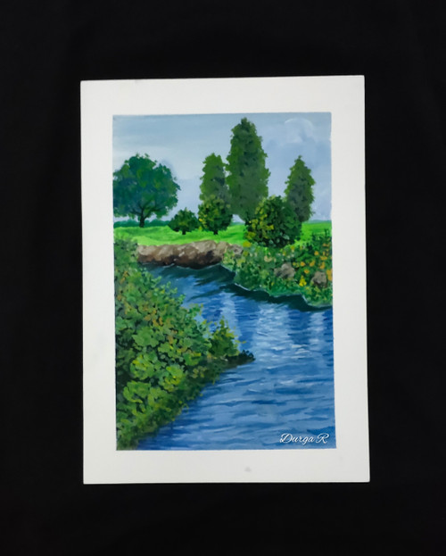 Nature. Lake. Reflection. (ART_7418_55381) - Handpainted Art Painting - 8in X 12in Nature. Lake. Reflection. (ART_7418_55381) - Handpainted Art Painting - 8in X 12in