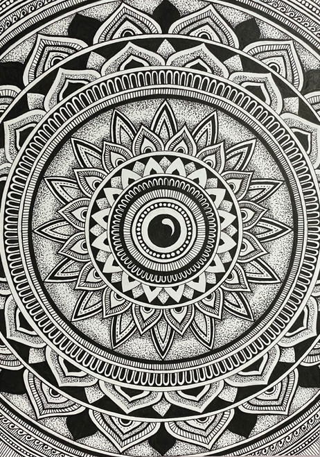 Dotted Mandala (ART_8487_66215) - Handpainted Art Painting - 12in X 12in Dotted Mandala (ART_8487_66215) - Handpainted Art Painting - 12in X 12in