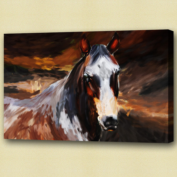 Brown Stallion - Handpainted Art Painting - 30in X 20in