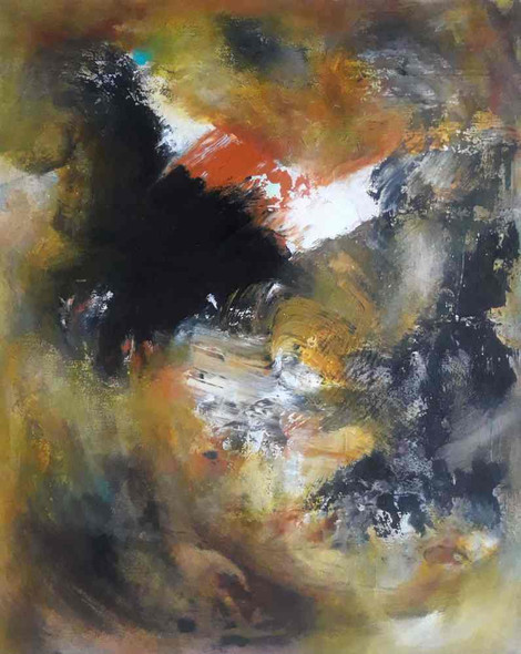 Abstract Veil Of Mystery In Earthy Tones (ART_8034_75340) - Handpainted Art Painting - 16in X 20in