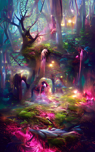 Fantasy Forest  (PRT_5620_75773) - Canvas Art Print - 18in X 24in