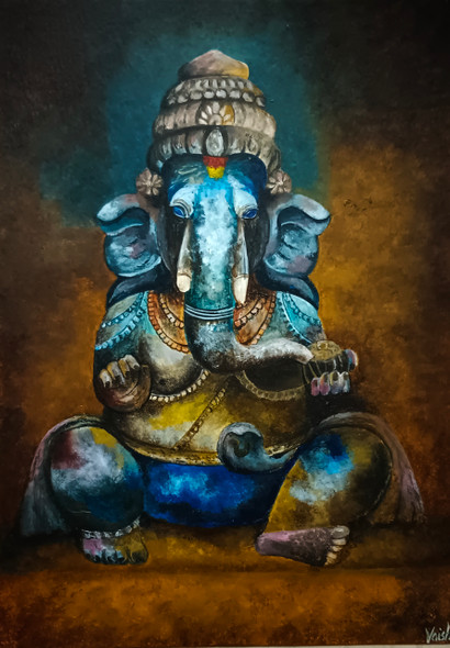 Lord Ganesha (PRT_7602_75314) - Canvas Art Print - 8in X 11in