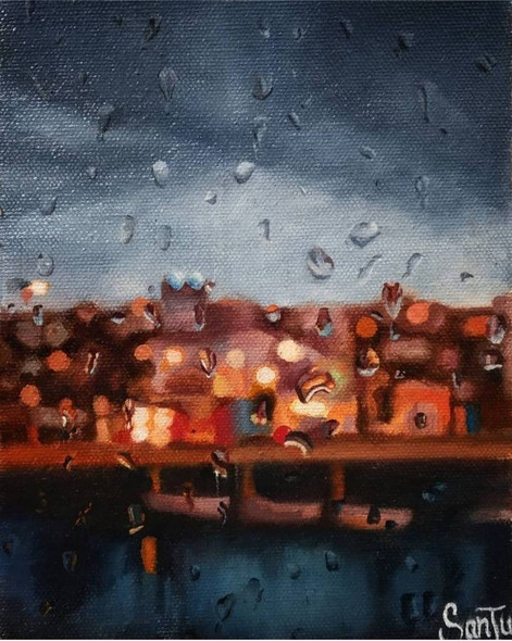 Rainy Days (ART_9078_75900) - Handpainted Art Painting - 6in X 8in