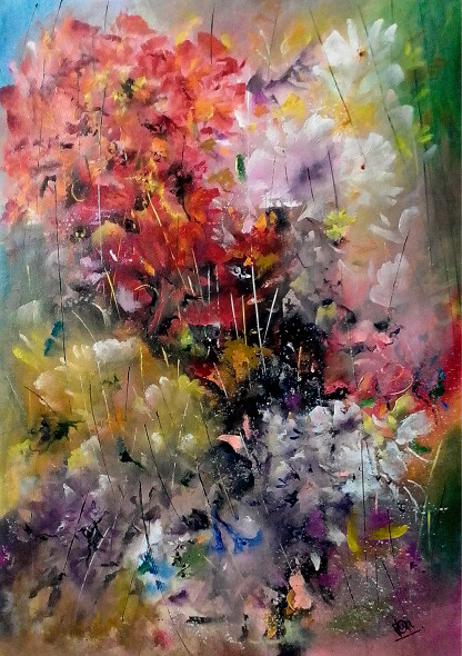 Gul Glory (ART_5868_70519) - Handpainted Art Painting - 23in X 36in