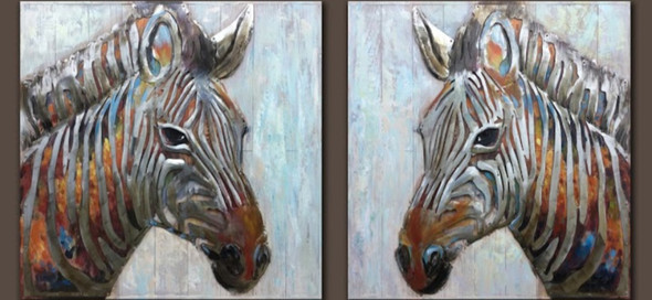 PAIR OF BEAUTIFUL ZEBRAS (ART_3319_76206) - Handpainted Art Painting - 36in X 18in