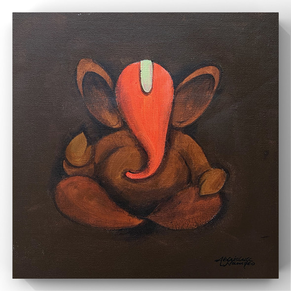 Ganesha (ART_3512_76196) - Handpainted Art Painting - 10in X 10in