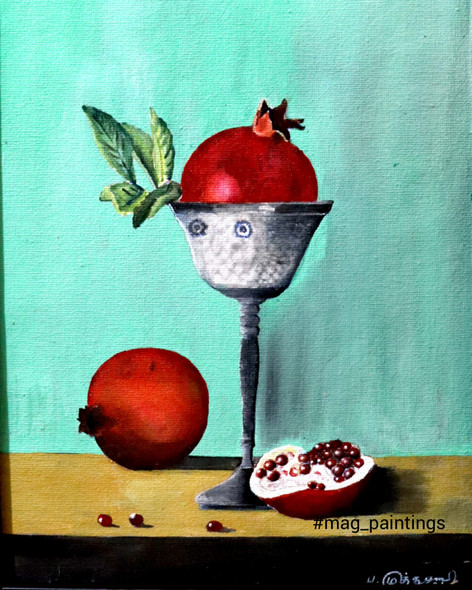 Pomegranet (ART_9085_76313) - Handpainted Art Painting - 8in X 11in