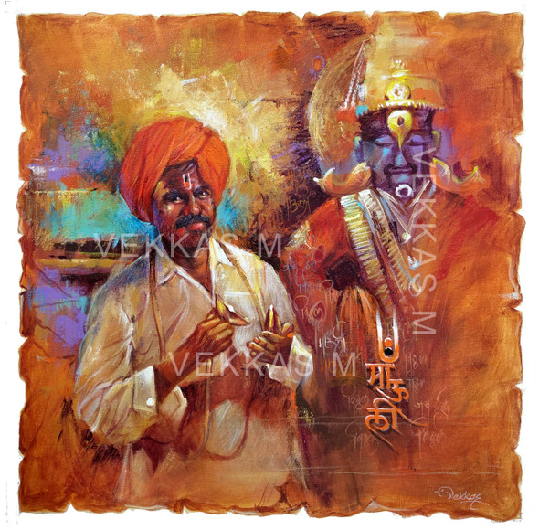 Vitthal 2 (ART_1038_76292) - Handpainted Art Painting - 24in X 24in