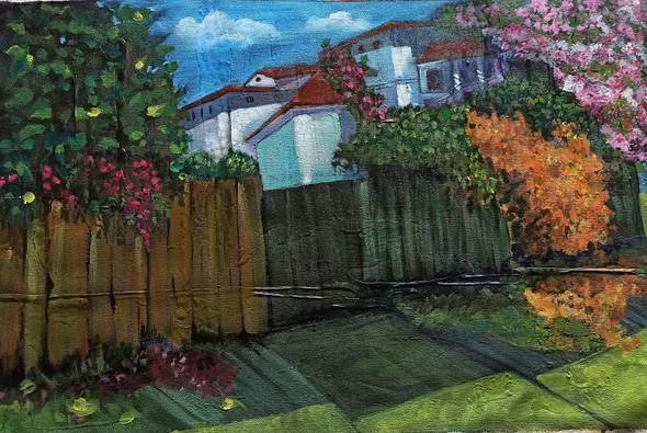 Bungalow in Dehradun Cantonment (ART_9060_75766) - Handpainted Art Painting - 27in X 17in