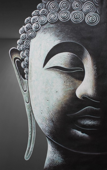 BUDDHA PAINTING (ART_3319_76345) - Handpainted Art Painting - 24in X 36in