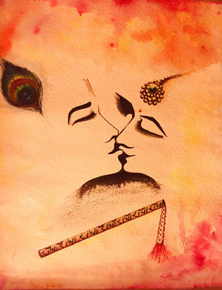 Radha Krishna - eternal love  (ART_8087_76343) - Handpainted Art Painting - 18in X 24in