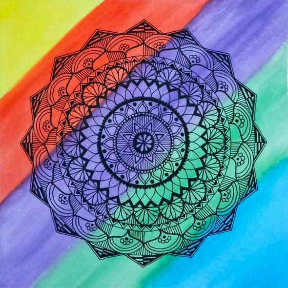 The Multi colour Mandala  (ART_9121_76629) - Handpainted Art Painting - 9in X 9in