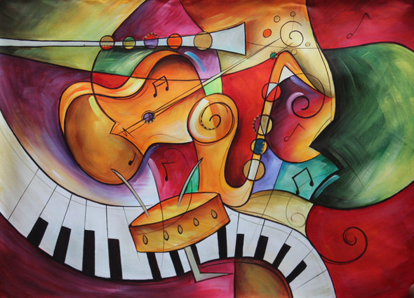 MUSICAL MODERN ABSTRACT PAINTING (ART_3319_64957) - Handpainted Art Painting - 60in X 30in