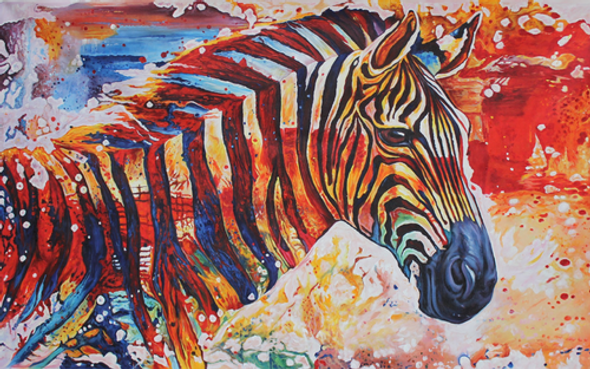 AMAZING ZEBRA (ART_3319_64911) - Handpainted Art Painting - 48in X 24in