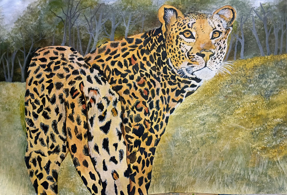 Leopard in the woods (ART_8657_76762) - Handpainted Art Painting - 36in X 24in