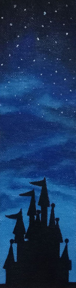 Beautiful night with palace (ART_8138_58276) - Handpainted Art Painting - 3in X 9in