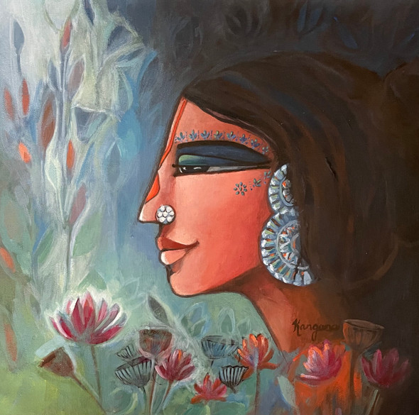 Radha (ART_5220_76911) - Handpainted Art Painting - 11in X 11in