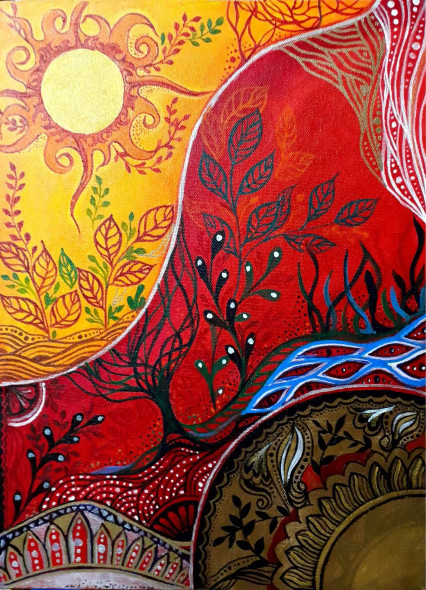 Wild Summer (ART-1841-100096) - Handpainted Art Painting - 12 in X 16in