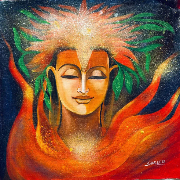 Awakening The Fire Within (ART-4441-100239) - Handpainted Art Painting - 18 in X 18in