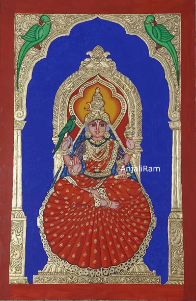 Rajarajeswari Mysore Painting (ART-15045-100280) - Handpainted Art Painting - 16 in X 24in