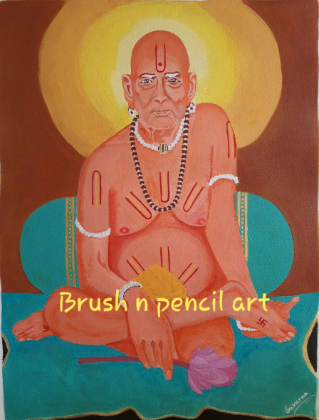 Shri Swami Samarth (ART-15048-100300) - Handpainted Art Painting - 13 in X 18in