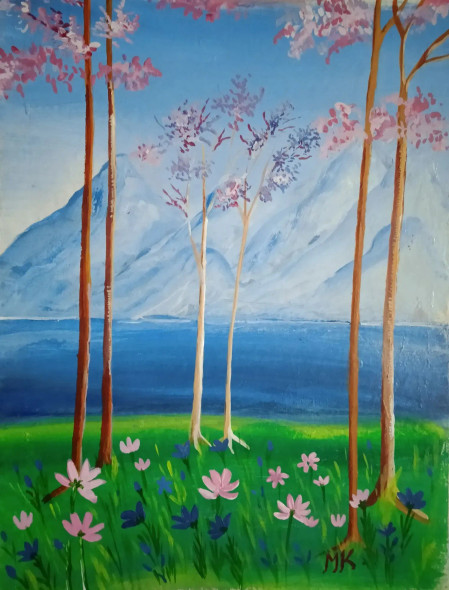Landscape (ART-8875-100331) - Handpainted Art Painting - 11in X 15in