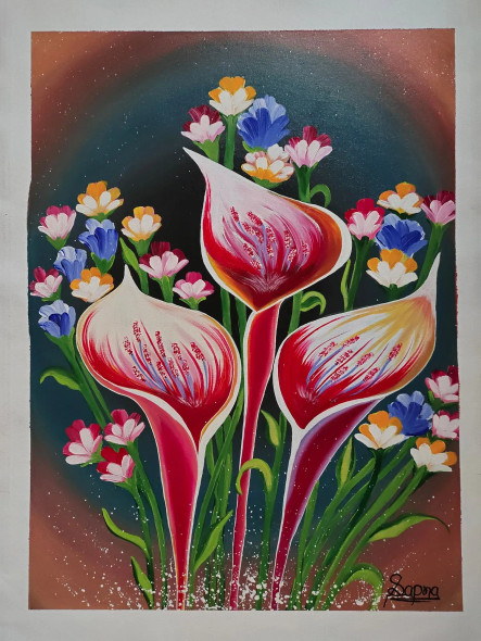 Buy Spring Flowers- acrylic painting Handmade Painting by SHREYASHI DAS.  Code:ART_7283_55701 - Paintings for Sale online in India.