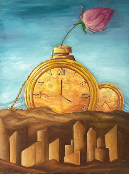 Time (ART-15082-100400) - Handpainted Art Painting - 30 in X 40in