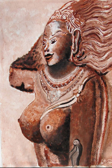 INDIAN HERITAGE-10 (ART-6175-100417) - Handpainted Art Painting - 18 in X 24in