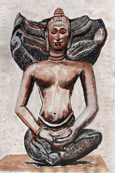 INDIAN HERITAGE-11 (ART-6175-100418) - Handpainted Art Painting - 18 in X 24in