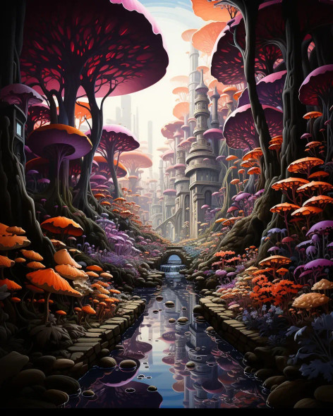 Psychedelic Realm (PRT-9116-100449) - Canvas Art Print - 38in X 48in