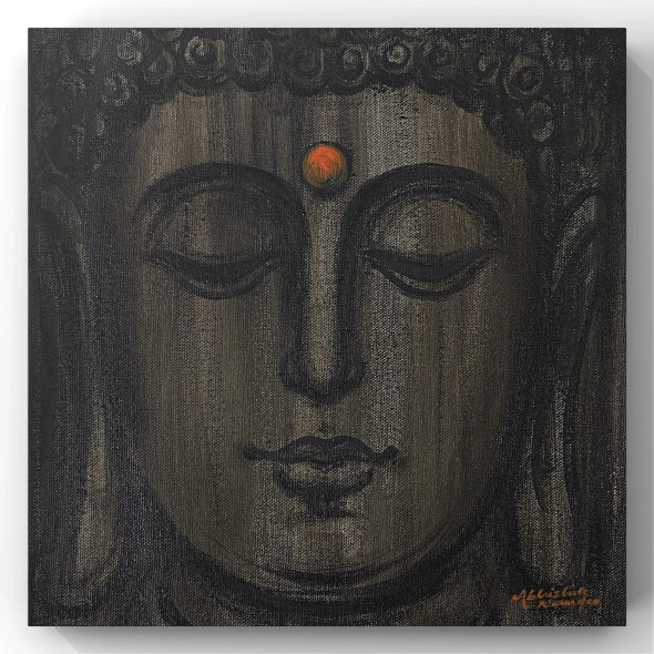 Buddha (ART-3512-100432) - Handpainted Art Painting - 10in X 10in