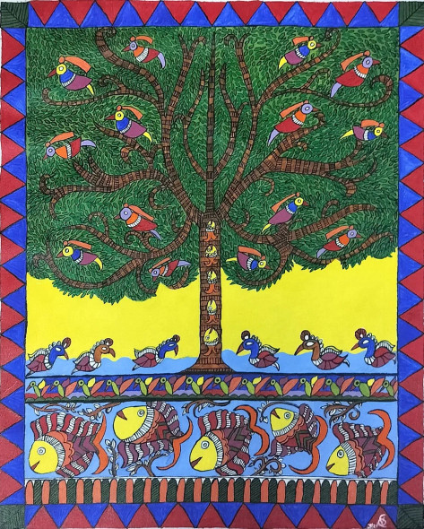 Tree Of Life (ART-15065-100434) - Handpainted Art Painting - 24 in X 28in