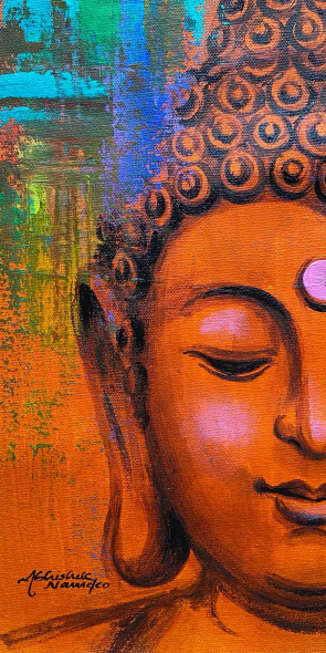 Buddha (ART-3512-100504) - Handpainted Art Painting - 8in X 13in