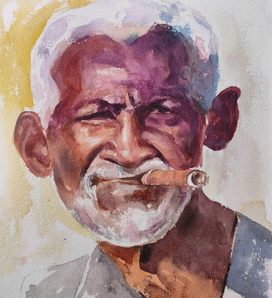 Old Man (PRT-7901-100638) - Canvas Art Print - 11in X 12in