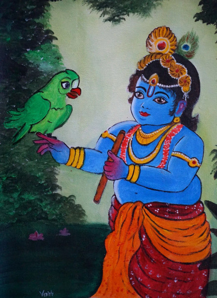 Little Krishna (PRT-7602-100694) - Canvas Art Print - 9in X 12in