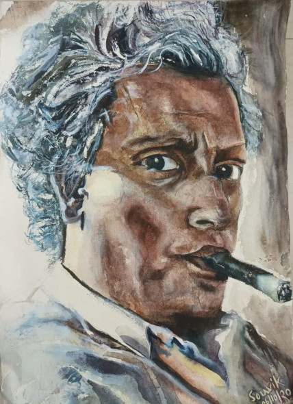 Portrait In Water Color (ART-471-100729) - Handpainted Art Painting - 15 in X 21in