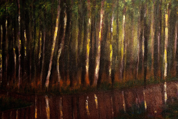 Pine Woods In Munnar (ART-15198-100786) - Handpainted Art Painting - 18in X 12in