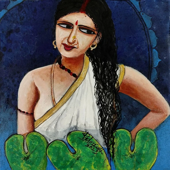 Beauty 5 (ART-15197-100785) - Handpainted Art Painting - 12in X 12in