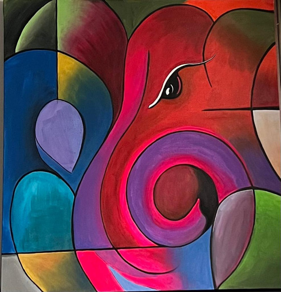 Modern Art - Lord Ganesha (ART-9015-100779) - Handpainted Art Painting - 24in X 24in