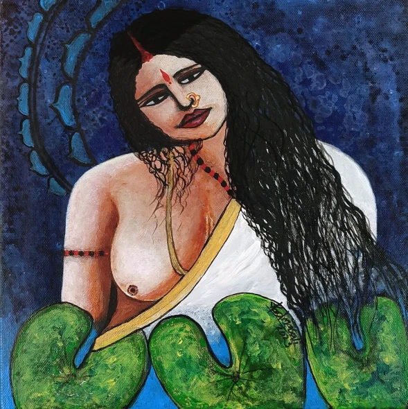 Beauty 2 (ART-15197-100781) - Handpainted Art Painting - 12in X 12in