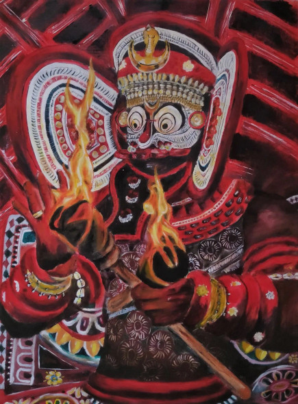 Theyyam (ART-15210-100873) - Handpainted Art Painting - 20 in X 27in