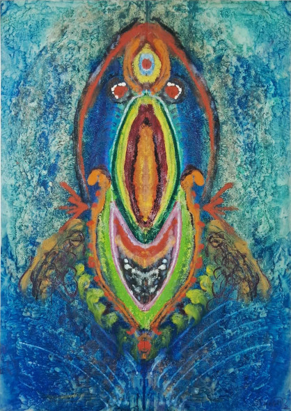 Third Eye Of Lord Shiva (ART-15160-100909) - Handpainted Art Painting - 18 in X 23in
