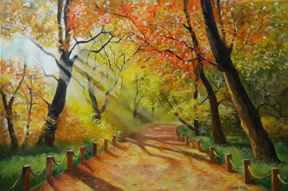 Beautiful Autumn Painting (ART-4209-100892) - Handpainted Art Painting - 30in X 20in