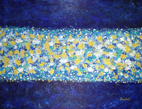 Blue Bliss (ART-5042-100973) - Handpainted Art Painting - 24in X 18in