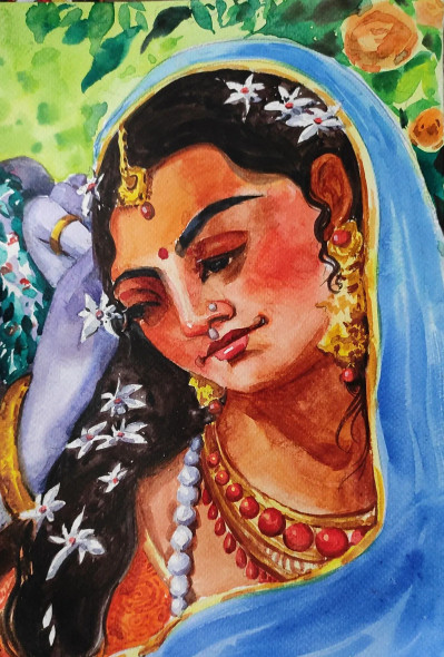 Radha Rani (PRT-7901-101054) - Canvas Art Print - 8in X 12in