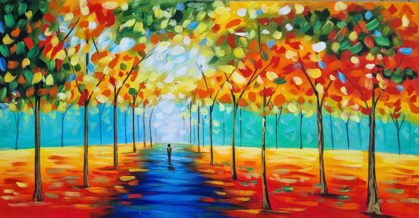 Nature Forest Landscape Paintings (ART-3319-101134) - Handpainted Art Painting - 48 in X 24in