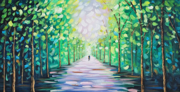 Nature Forest Scenery Painting (ART-3319-101132) - Handpainted Art Painting - 48 in X 24in