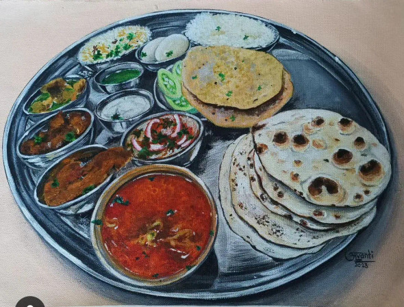 Foodie (ART-15259-101111) - Handpainted Art Painting - 20 in X 12in