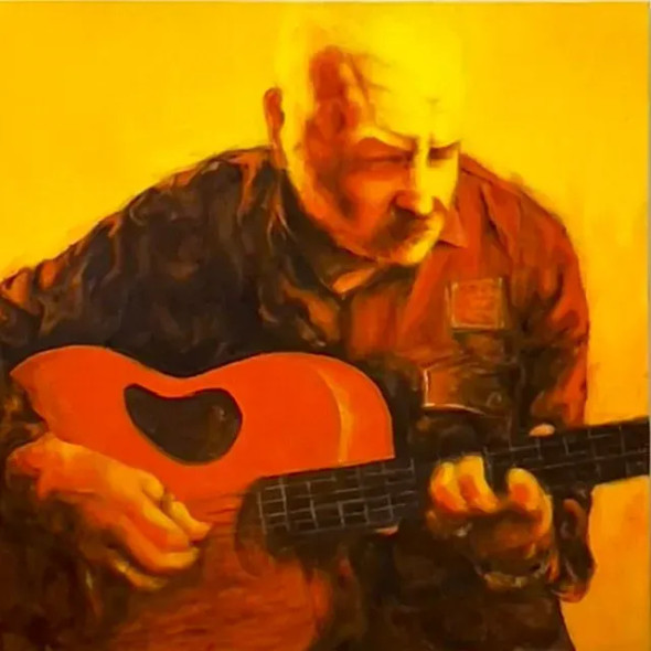 The Old Guitarist (ART-15267-101169) - Handpainted Art Painting - 20 in X 20in